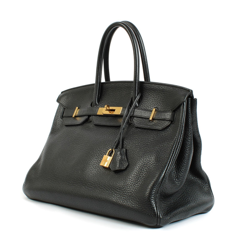 Hermès 2012 Birkin 35 Black Clemence Gold Hardware