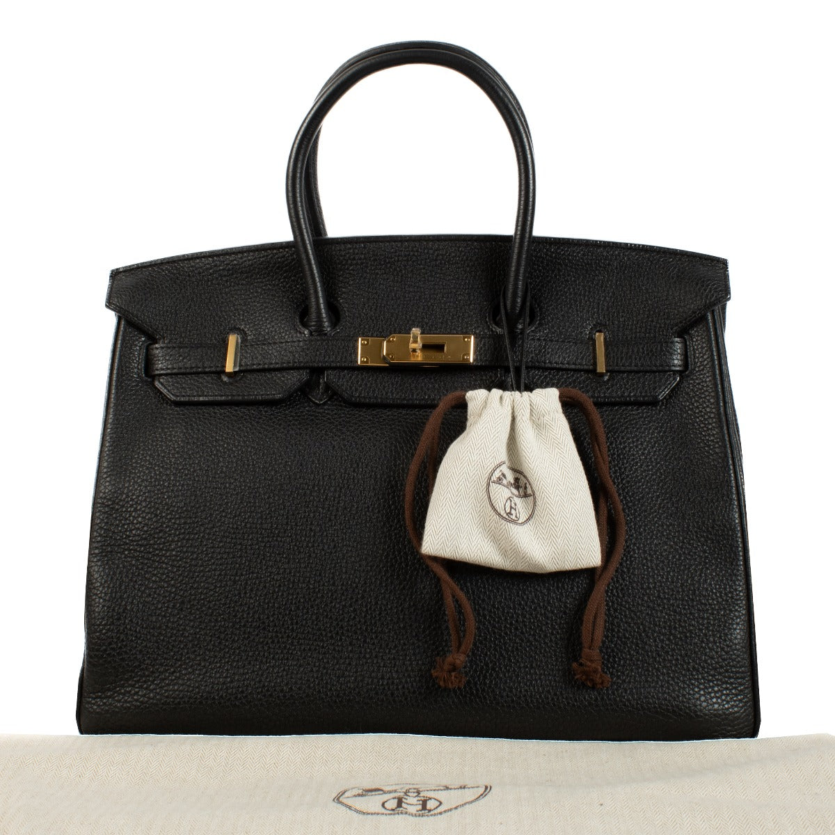 Authentic second hand vintage Hermès Birkin 35 Black Togo GHW on www.labellov.com