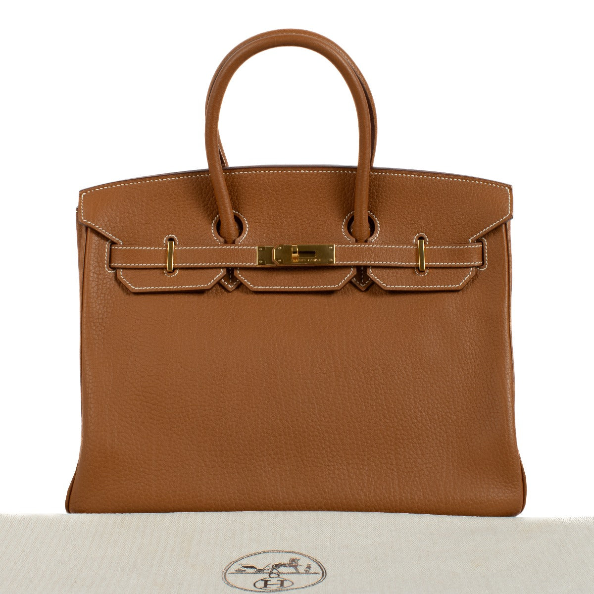Authentic vintage 2008 Hermès Birkin 35 Gold Fjord on www.labellov.com