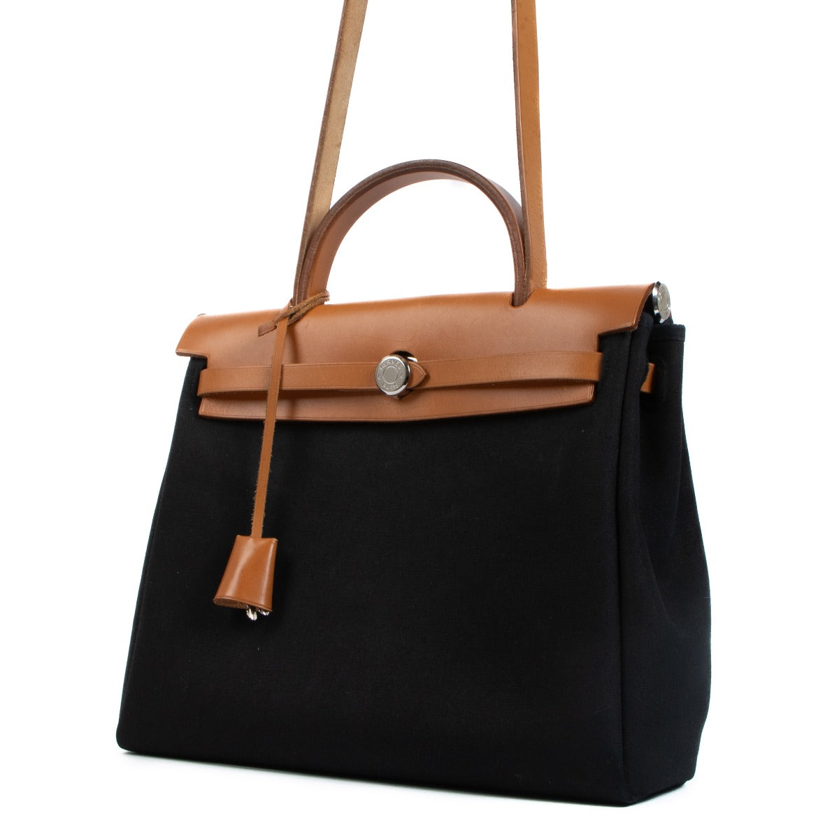 Shop second hand vintage Hermès Herbag 31 2-in-1 Toile H GM/Toile Officier Hunter Leather on www.labellov.com