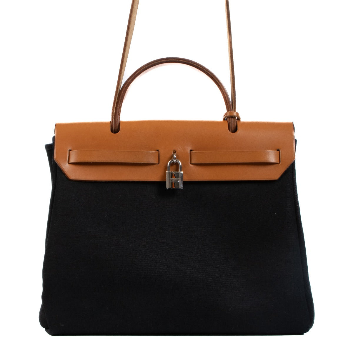 Shop second hand vintage Hermès Herbag 31 2-in-1 Toile H GM/Toile Officier Hunter Leather on www.labellov.com