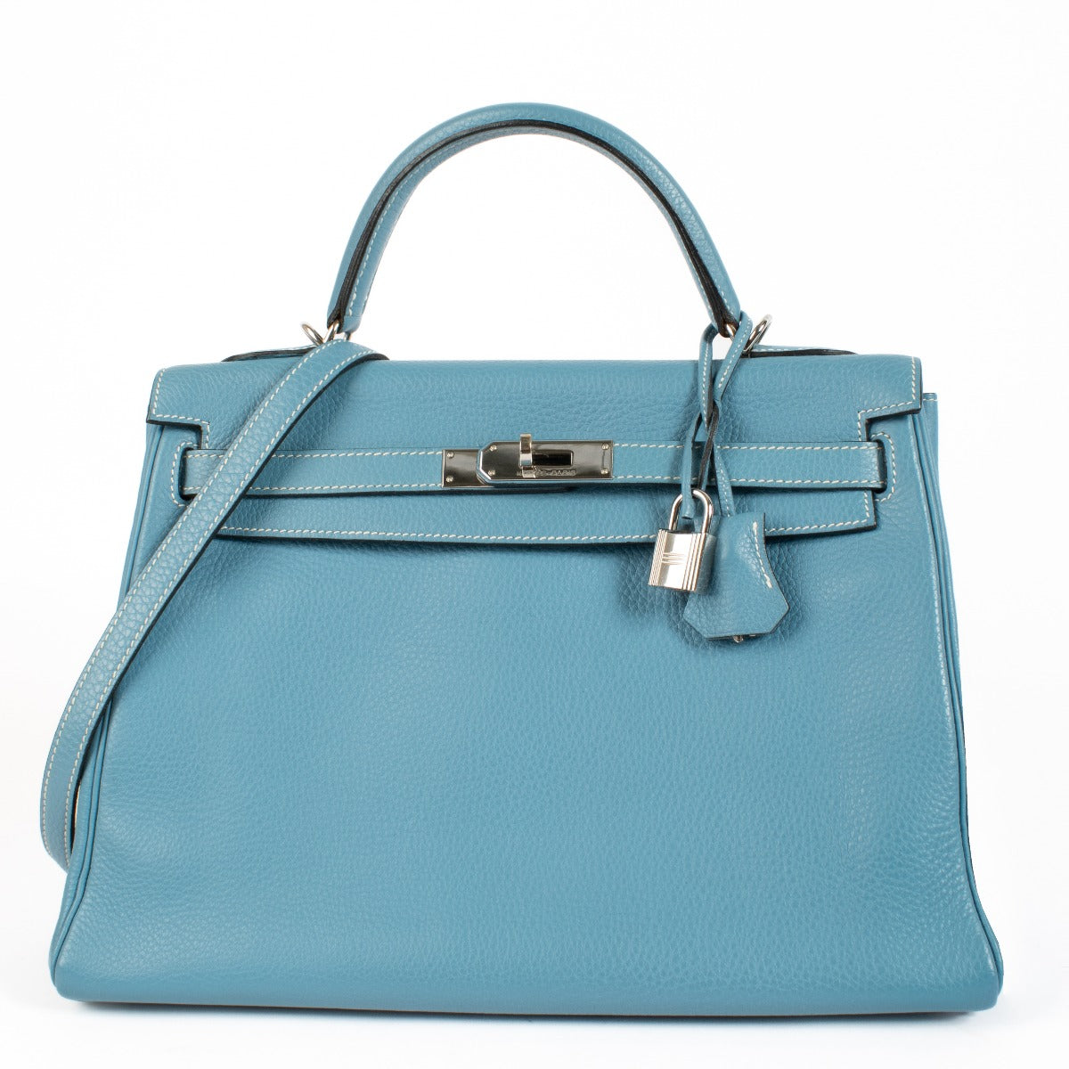 Hermès Kelly 32 Bleu Jean Togo PHW
