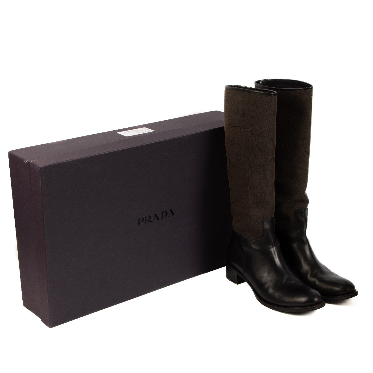 Shop 100% authentic second-hand Prada Brown Logo Jacquard Boots - Size 40 on Labellov.com
