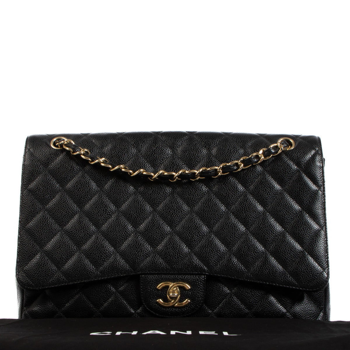 Chanel Black Caviar Maxi Classic Single Flap Bag GHW
