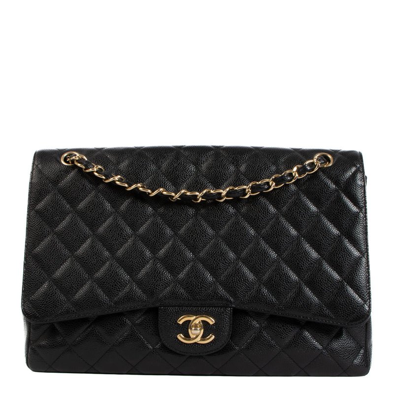 Chanel Black Caviar Maxi Classic Single Flap Bag GHW