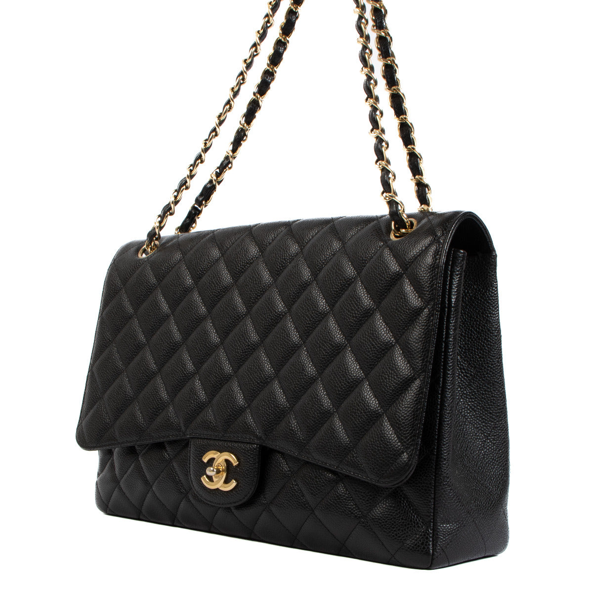 Chanel Black Caviar Maxi Classic Single Flap Bag GHW