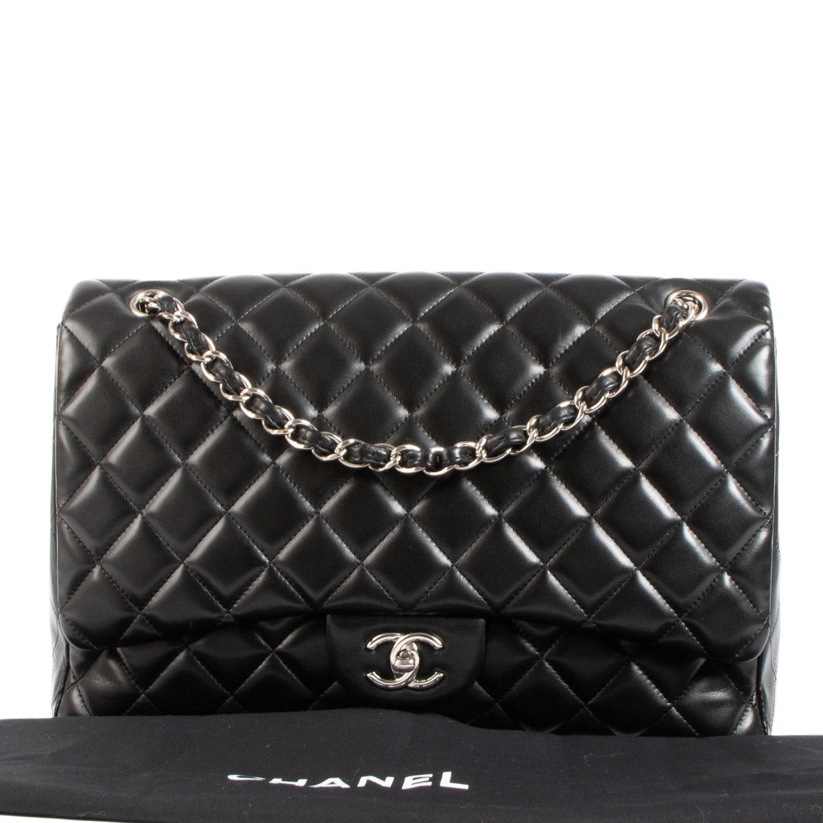 Shop 100% authentic second-hand Chanel Black Lambskin Maxi Classic Single Flap Bag on Labellov.com
