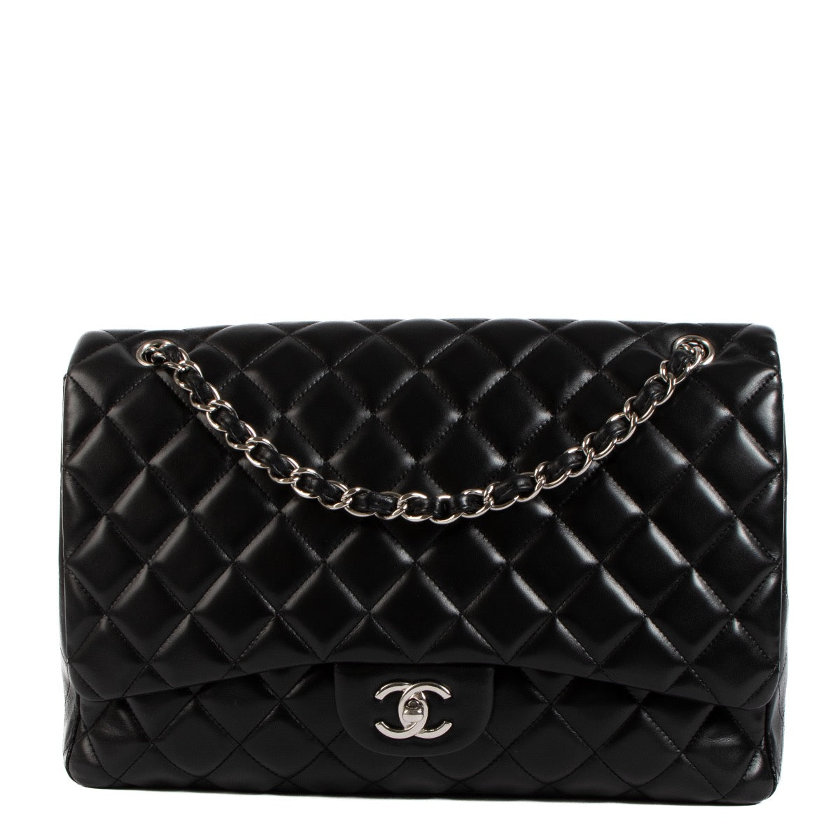 Shop 100% authentic second-hand Chanel Black Lambskin Maxi Classic Single Flap Bag on Labellov.com