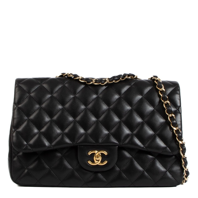 Chanel Black Lambskin Large Classic Single Flap Bag