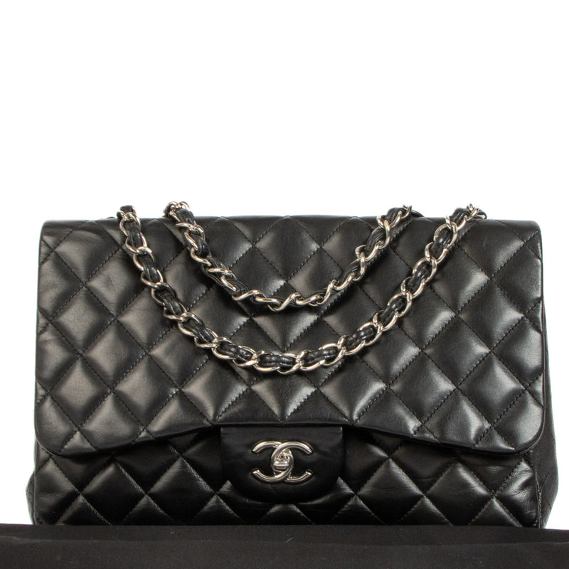 Chanel Black Lambskin Large Classic Single Flap Bag