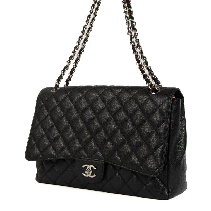 Chanel Black Caviar Maxi Classic Single Flap Bag for the best price at Labellov.