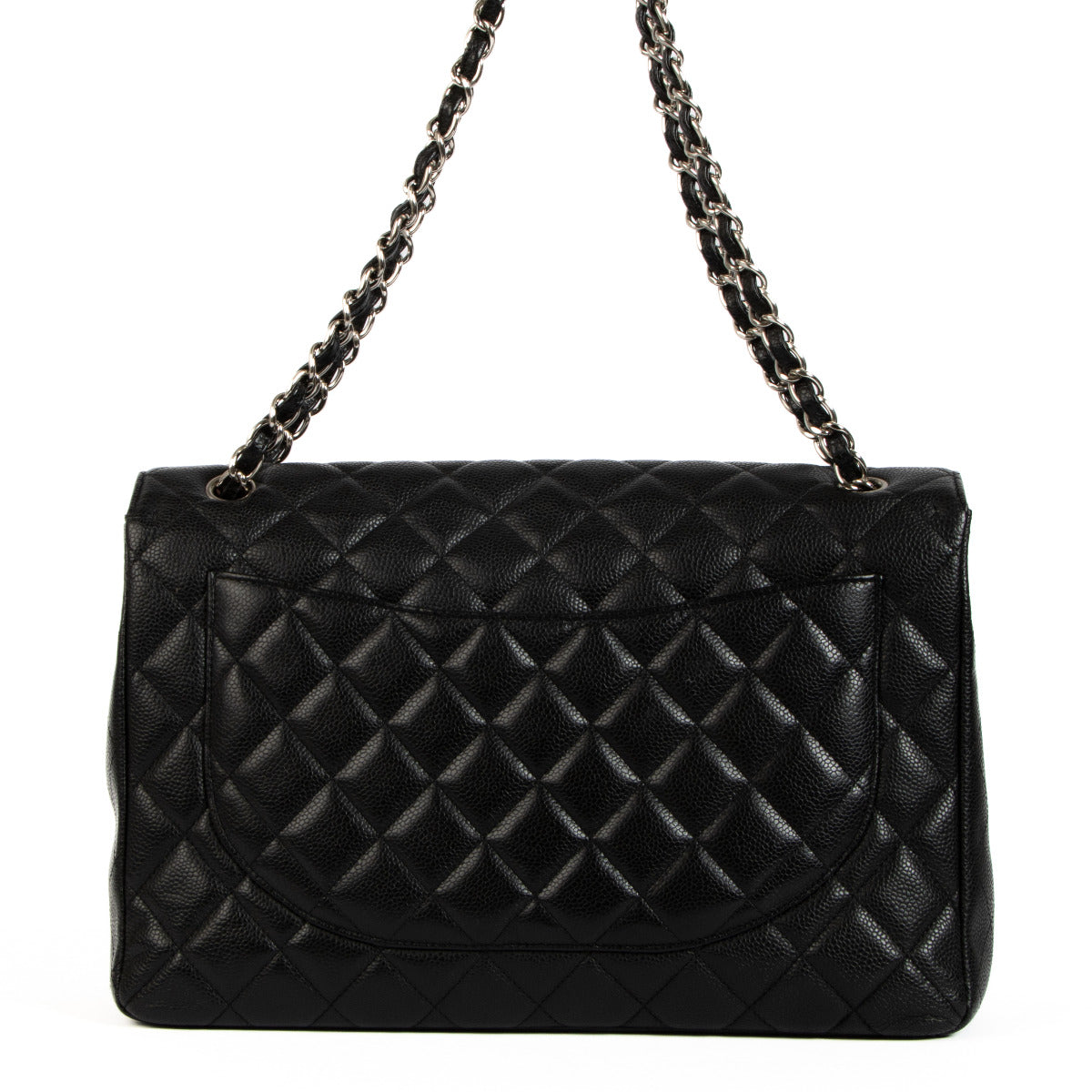Chanel Black Caviar Maxi Classic Single Flap Bag for the best price at Labellov secondhand luxury in Antwerp Knokke Brussel. Buy and sell your preloved and brand new designer bags for the best price.