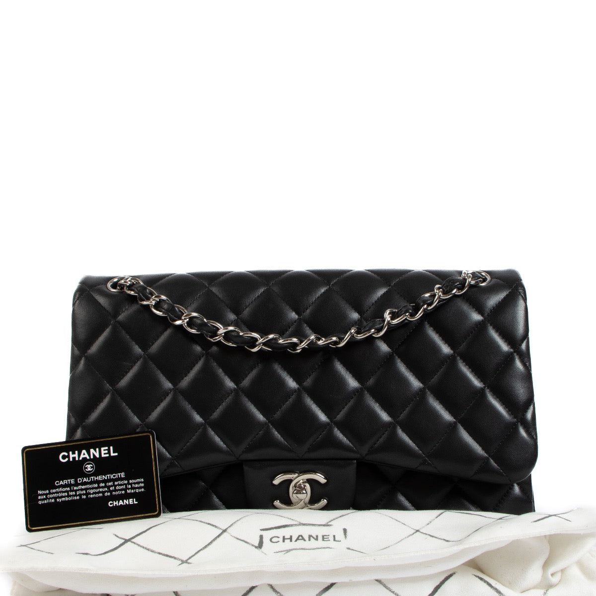 shop 100% authentic second hand Chanel Black Lambskin Large Classic Flap Bag on Labellov.com