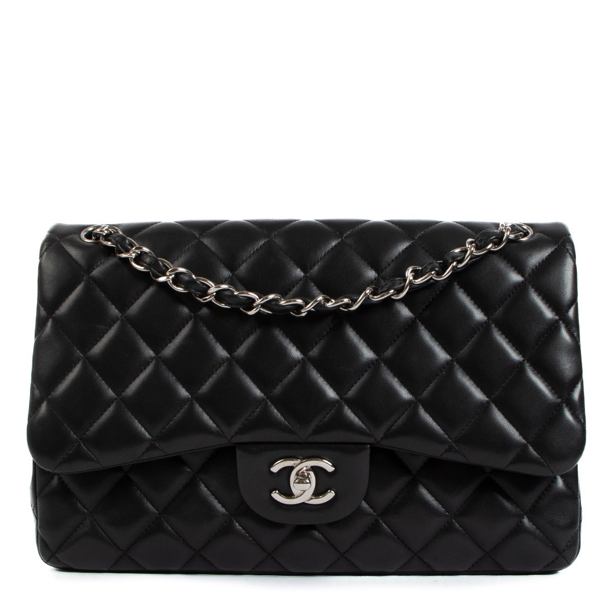 shop 100% authentic second hand Chanel Black Lambskin Large Classic Flap Bag on Labellov.com
