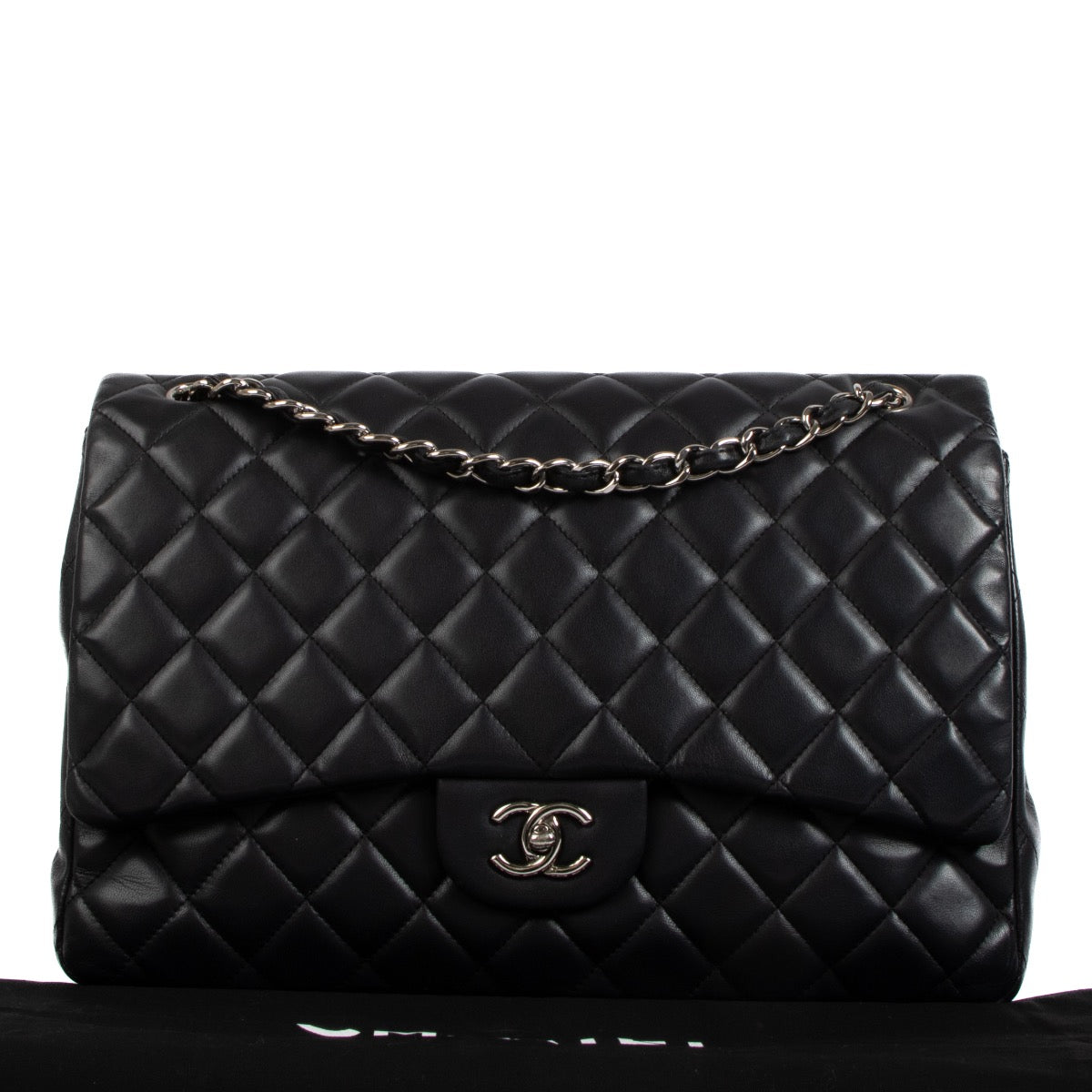 Shop 100% authentic second-hand Chanel Black Lambskin Maxi Classic Single Flap Bag on Labellov.com