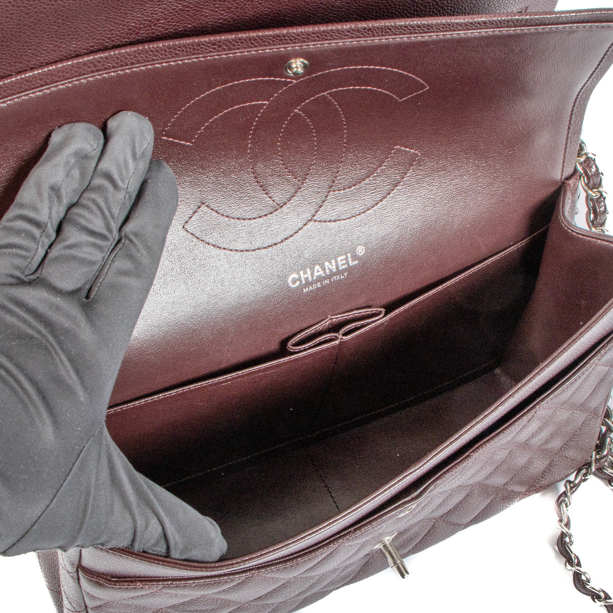 Chanel Burgundy Caviar Leather Large Classic Flap Bag