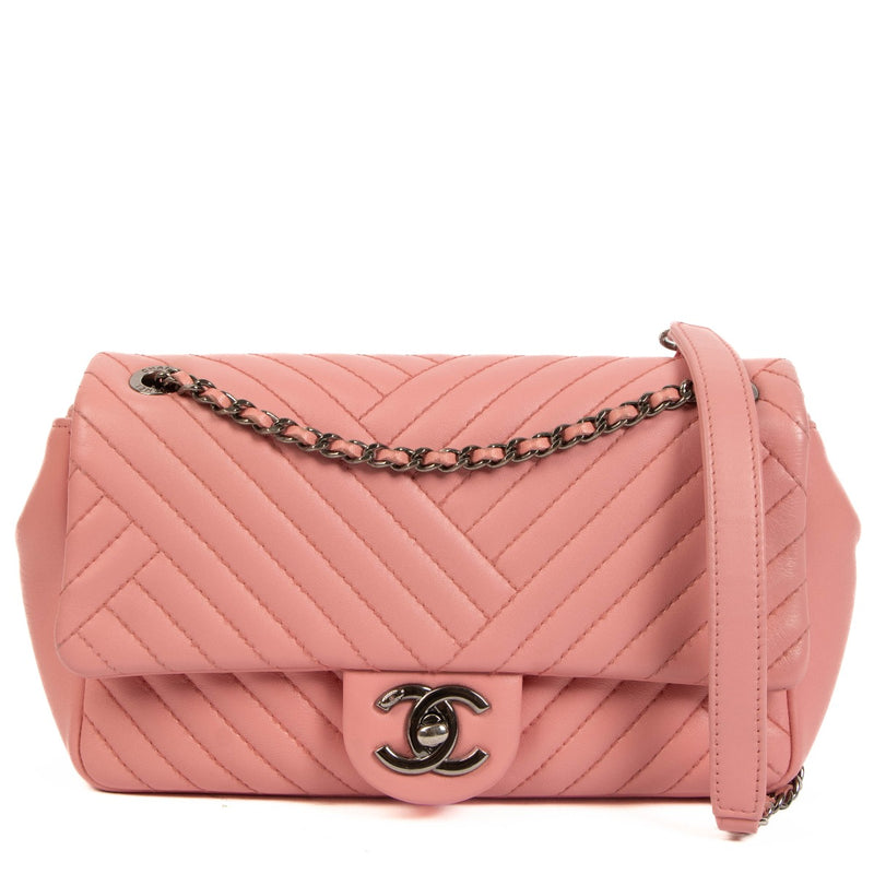 Chanel Pink Lambskin Small CC Crossing Flap Bag