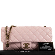 Chanel Pale Pink Calfskin CC Crown Medaillon Charm Chain Flap Bag