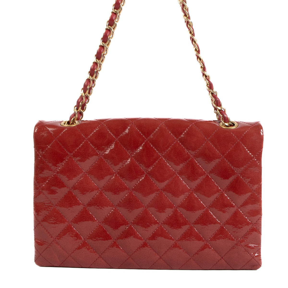 Chanel Red Patent Leather Accordion Flap Bag