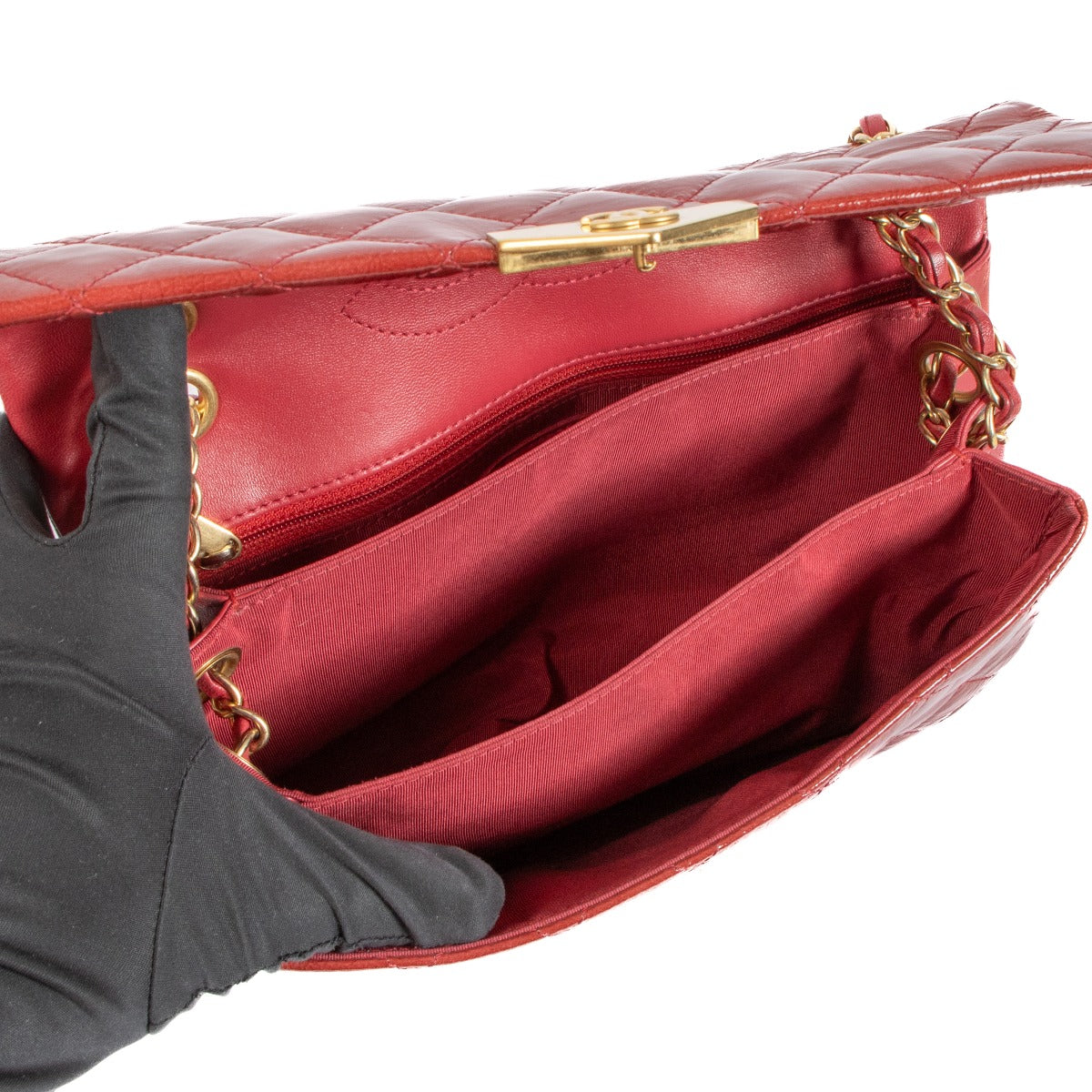 Chanel Red Patent Leather Accordion Flap Bag