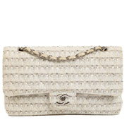 Chanel Cream Quilted Tweed Classic Flap Bag
