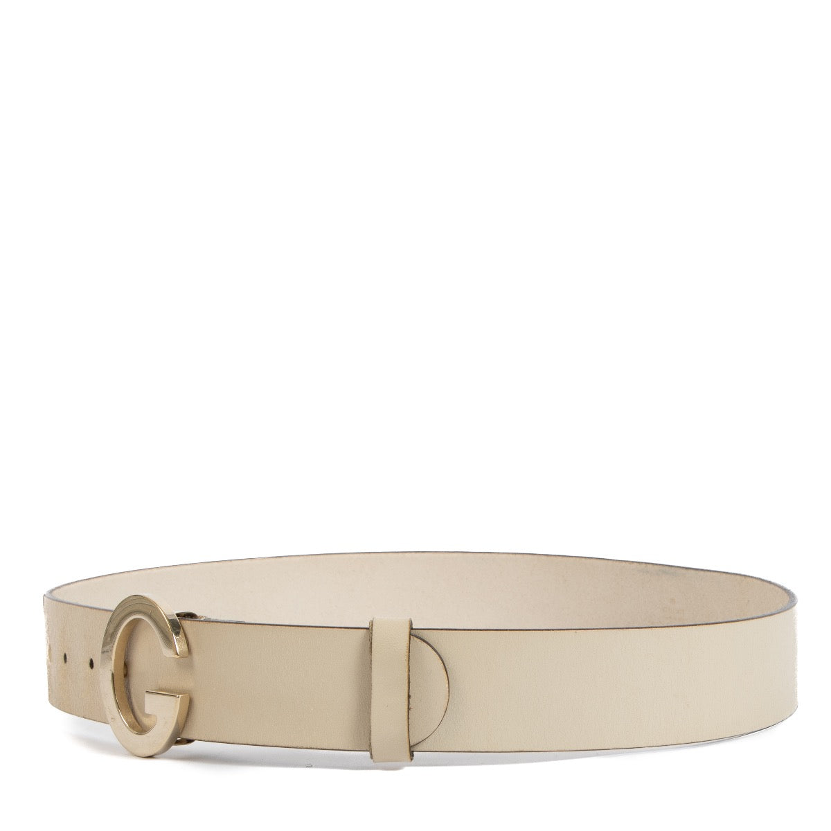 shop 100% authentic second hand Gucci Cream G Leather Belt - Size 90 on Labellov.com