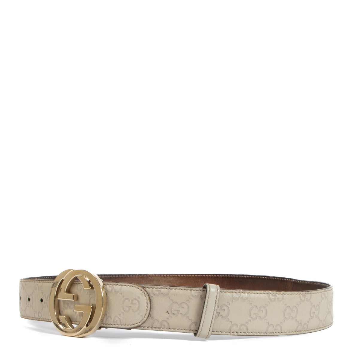 shop 100% authentic second hand Gucci Cream Embossed Belt - Size 90 on Labellov.com