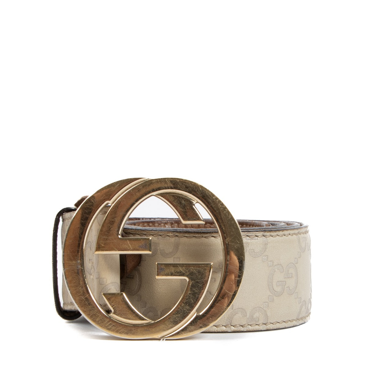 Gucci Cream Signature GG Belt