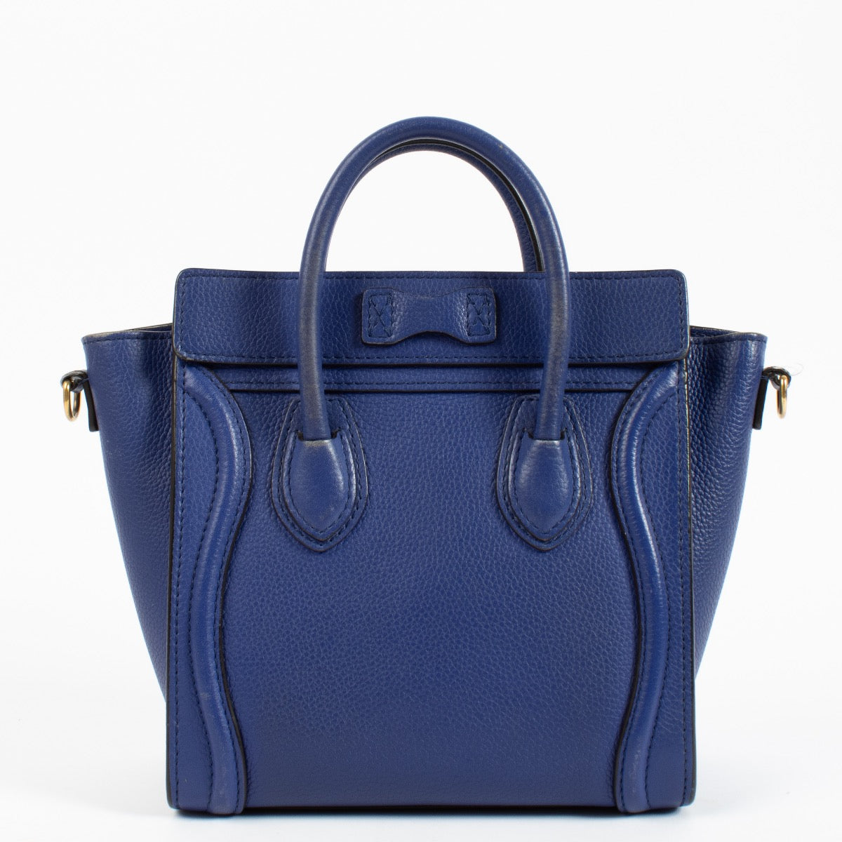 Shop safe online at Labellov in Antwerp, Brussels and Knokke this 100% authentic second hand Celine blue Luggage Nano Top handle