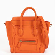 Shop safe online at Labellov in Antwerp, Brussels and Knokke this 100% authentic second hand Celine Orange Luggage Nano Top handle