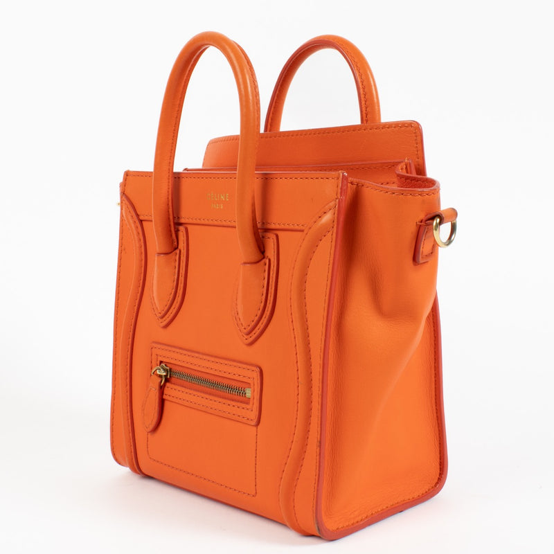 Shop safe online at Labellov in Antwerp, Brussels and Knokke this 100% authentic second hand Celine Orange Luggage Nano Top handle