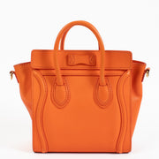 Shop safe online at Labellov in Antwerp, Brussels and Knokke this 100% authentic second hand Celine Orange Luggage Nano Top handle