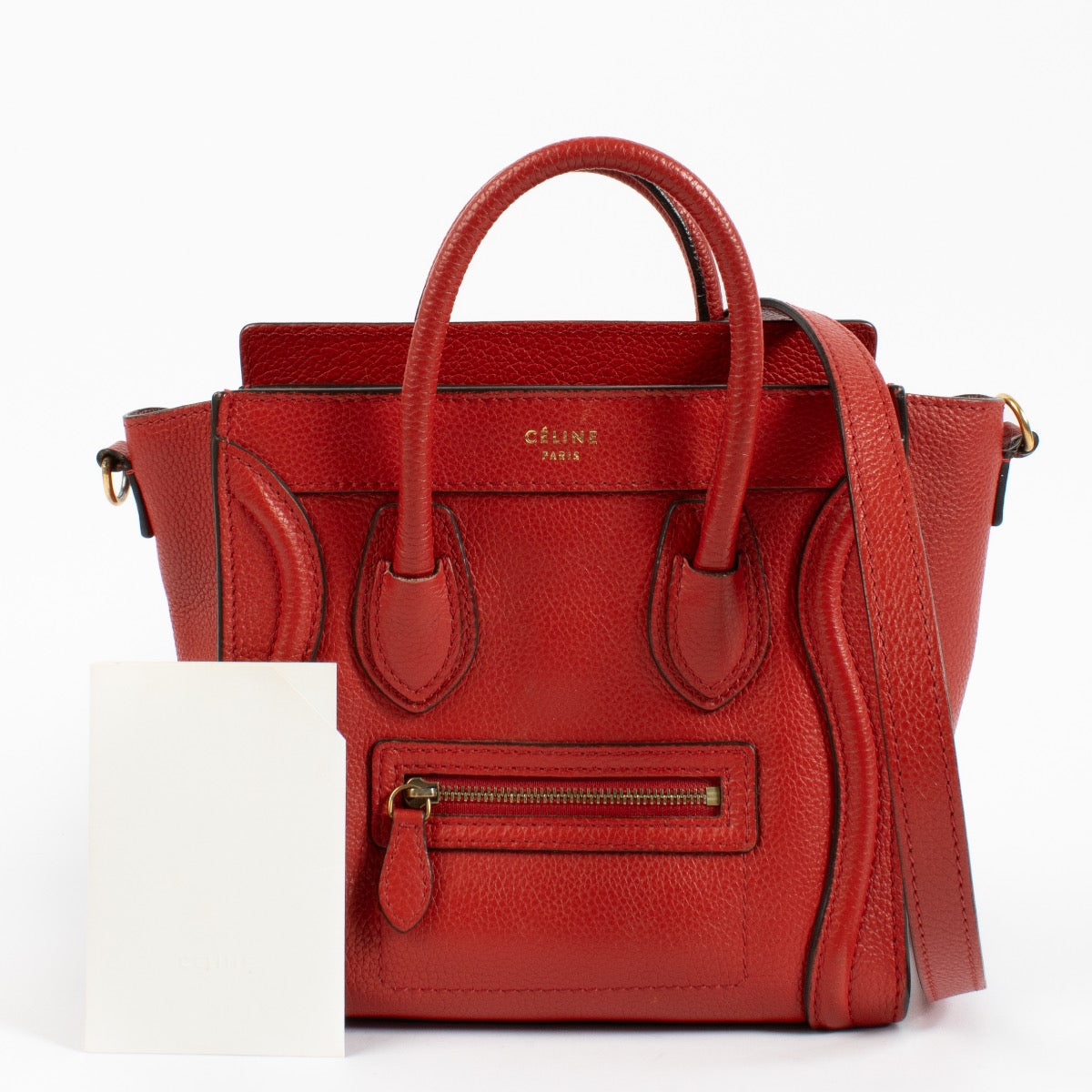 Shop safe online at Labellov in Antwerp, Brussels and Knokke this 100% authentic second hand Celine Red Luggage Nano Top handle