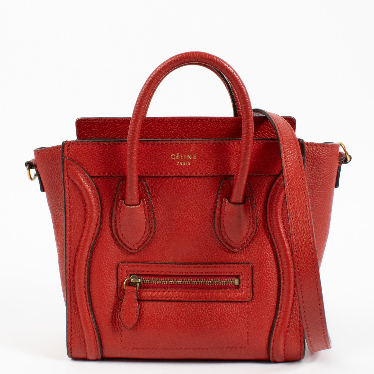 Shop safe online at Labellov in Antwerp, Brussels and Knokke this 100% authentic second hand Celine Red Luggage Nano Top handle