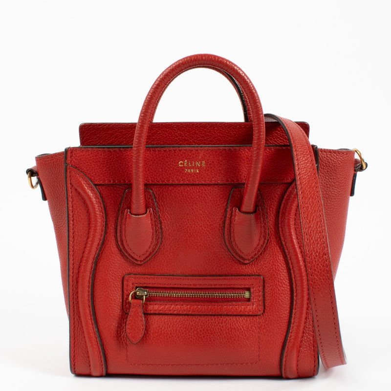 Shop safe online at Labellov in Antwerp, Brussels and Knokke this 100% authentic second hand Celine Red Luggage Nano Top handle