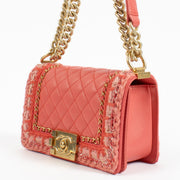 shop 100% authentic second hand Chanel Pink Small Braided Tweed Jacket Boy Bag on Labellov.com