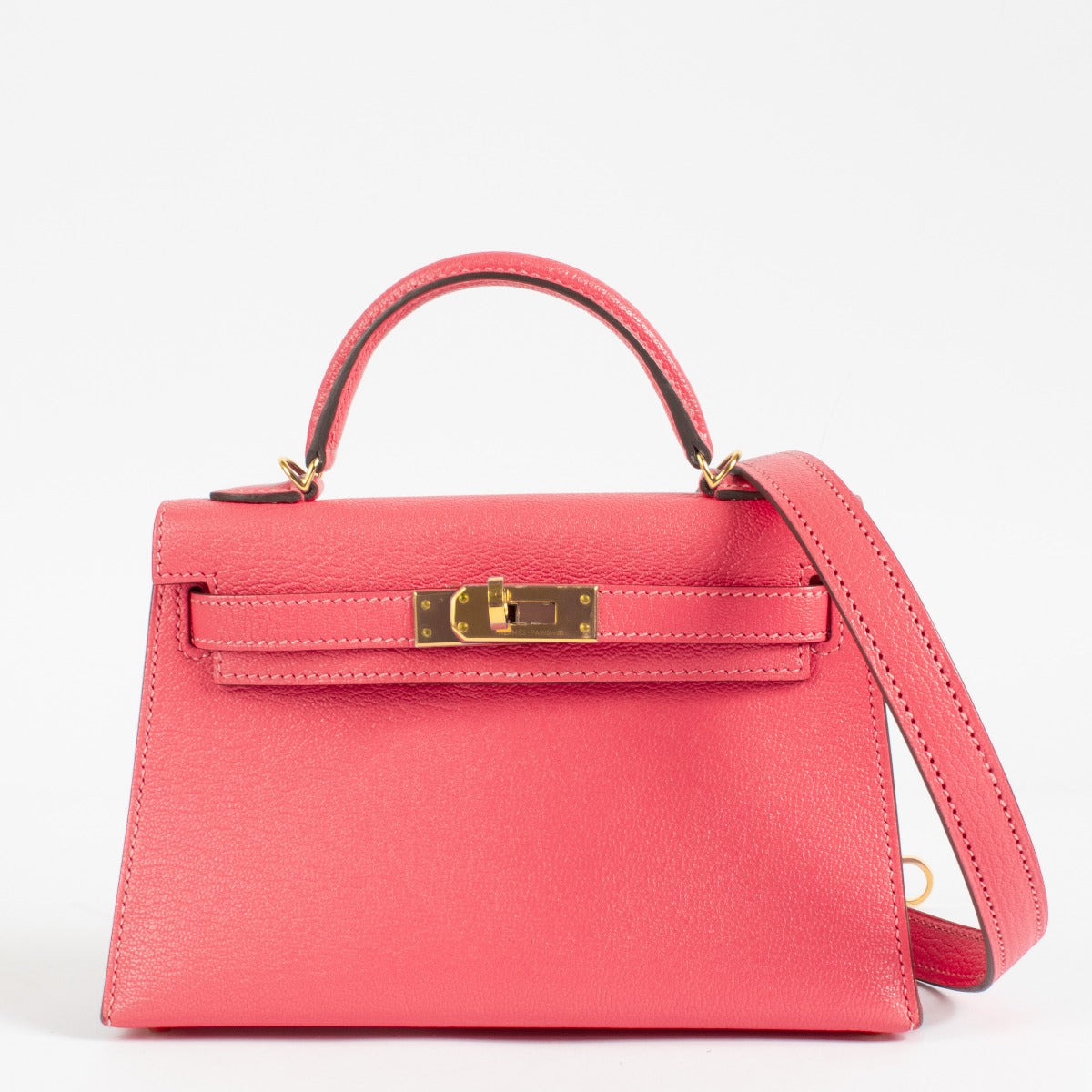 2017 Hermès Kelly Mini II Rose Lipstick Chevre Mysore GHW
