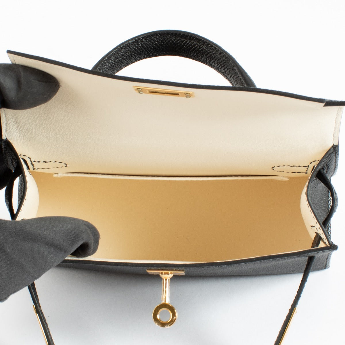 Hermès HSS Kelly Mini II Noir/Nata Epsom GHW