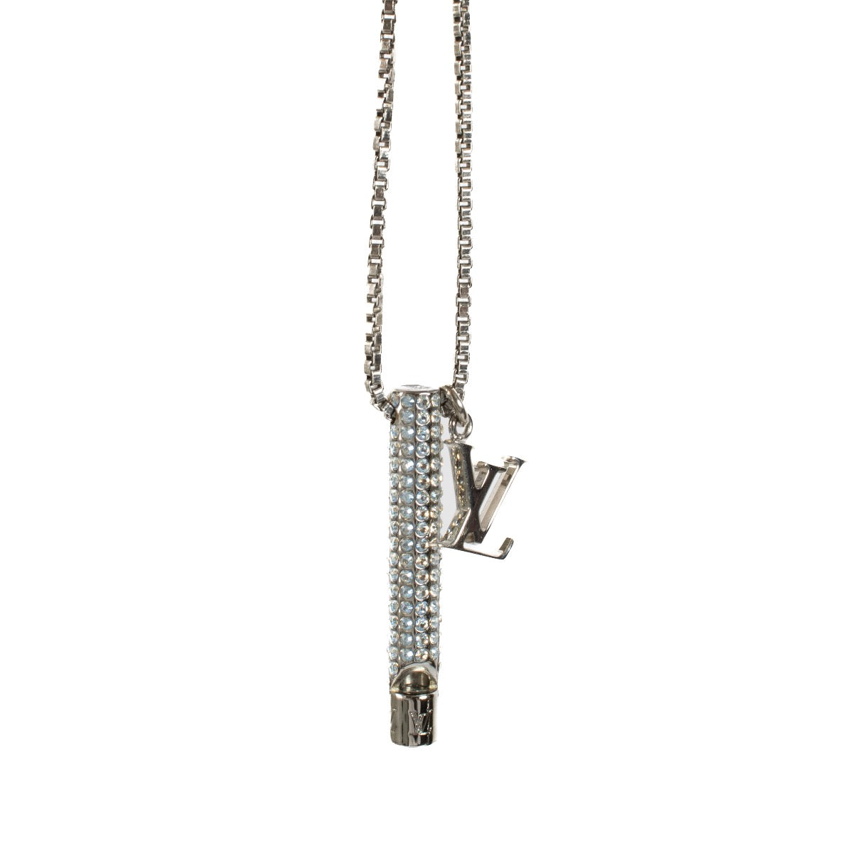 Authentic Second hand Louis Vuitton Silver Crystal Whistle Necklace on Labellov.com