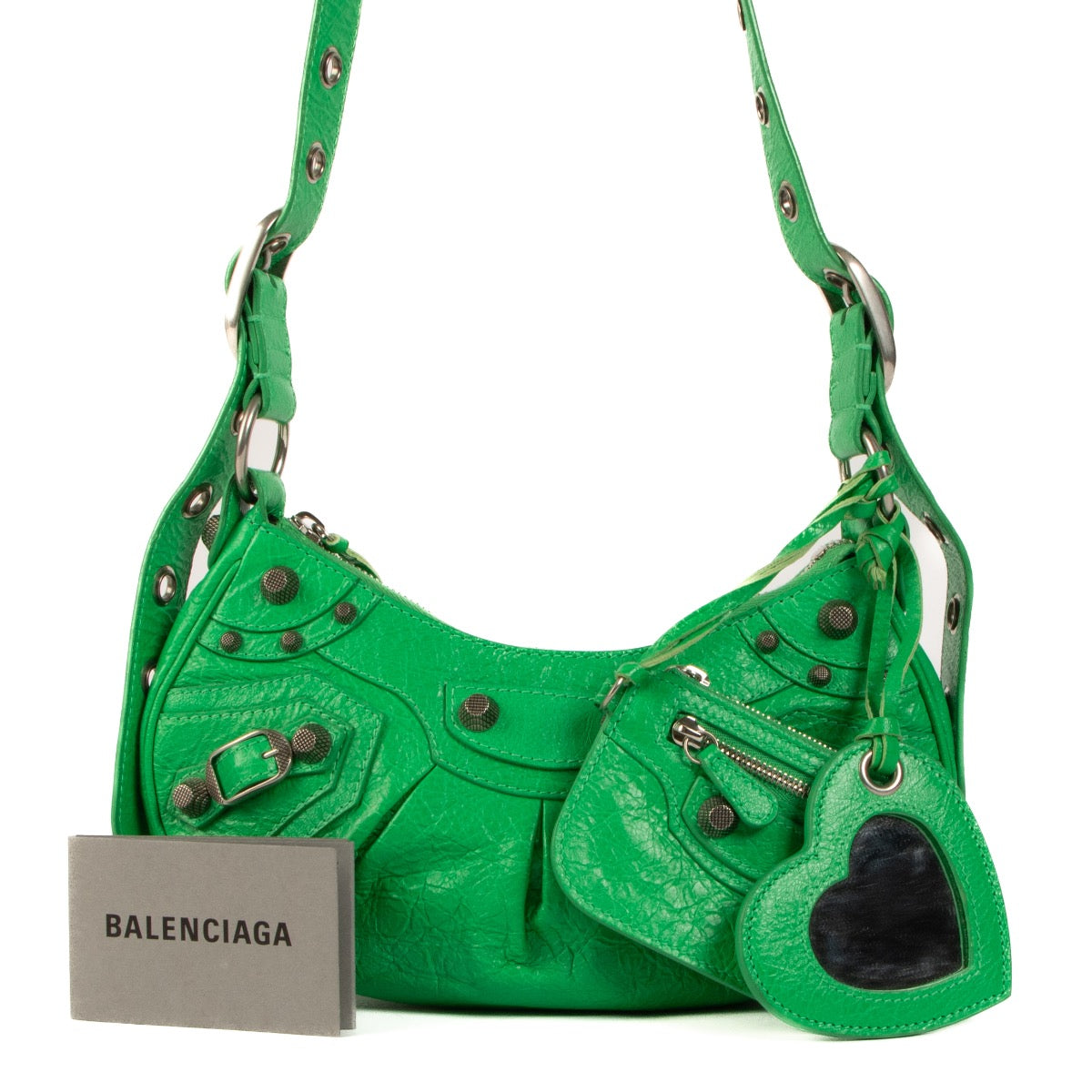 Shop safe online at Labellov in Antwerp, Brussels and Knokke this 100% authentic second hand Balenciaga Green Le Cagole XS Crossbody Bag