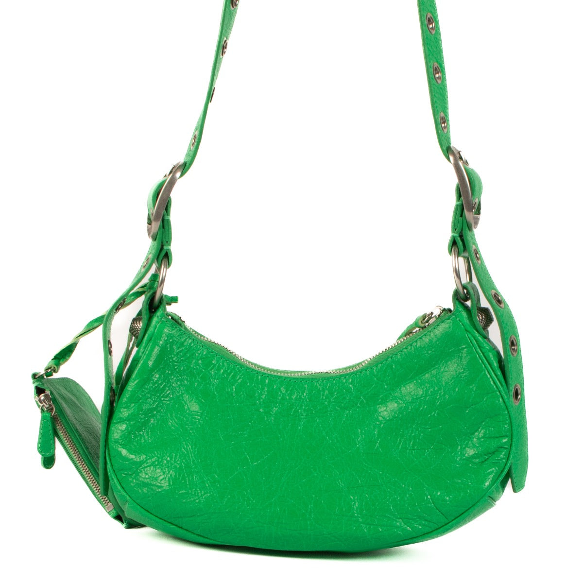 Shop safe online at Labellov in Antwerp, Brussels and Knokke this 100% authentic second hand Balenciaga Green Le Cagole XS Crossbody Bag