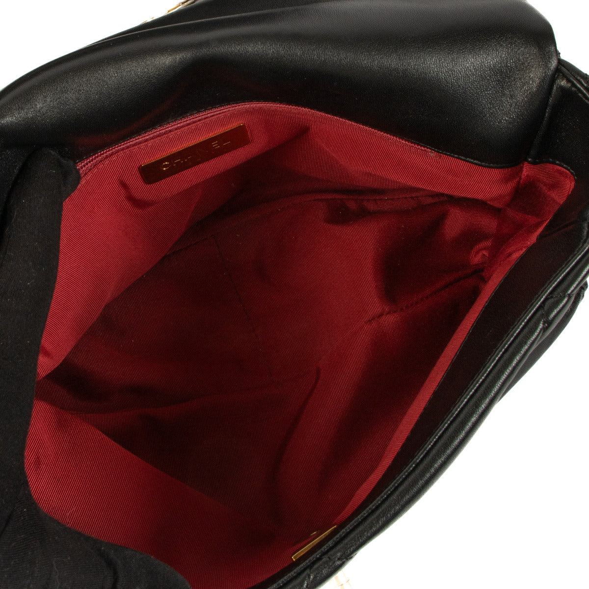 Sac à main Chanel 19 grand modèle en agneau brillant noir Chanel