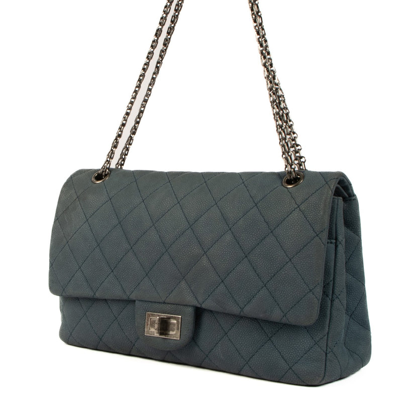 Chanel Jeans Blue Matte Caviar Leather Maxi 2.55 Bag