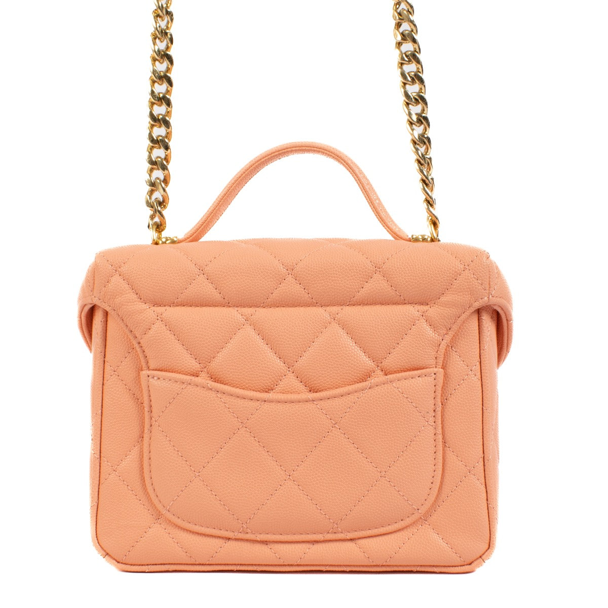 Chanel 23C Peach Caviar Leather Small Vanity Case Bag