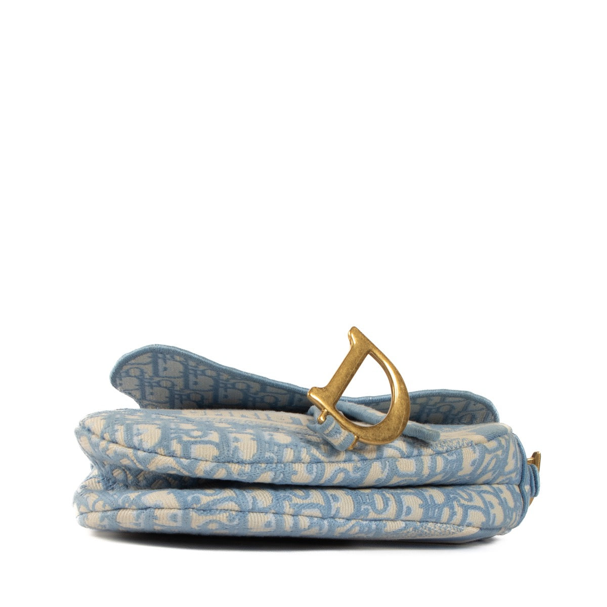 Shop safe online at Labellov in Antwerp, Brussels and Knokke this 100% authentic second hand Christian Dior Cornflower Blue Oblique Saddle Bag + Strap