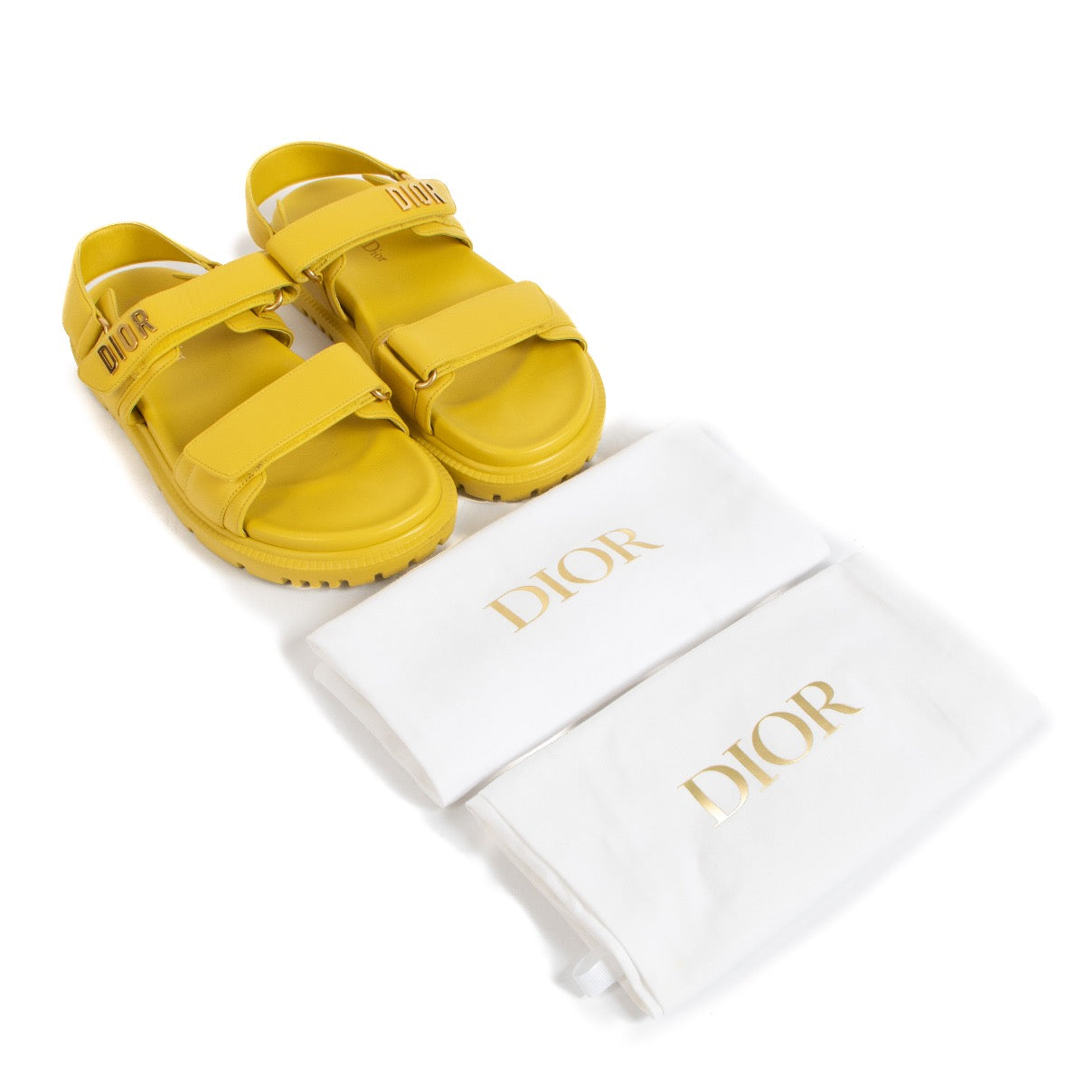 shop 100% authentic second hand Dior Dioract Saffron Yellow Sandals - Size 38 on Labellov.com