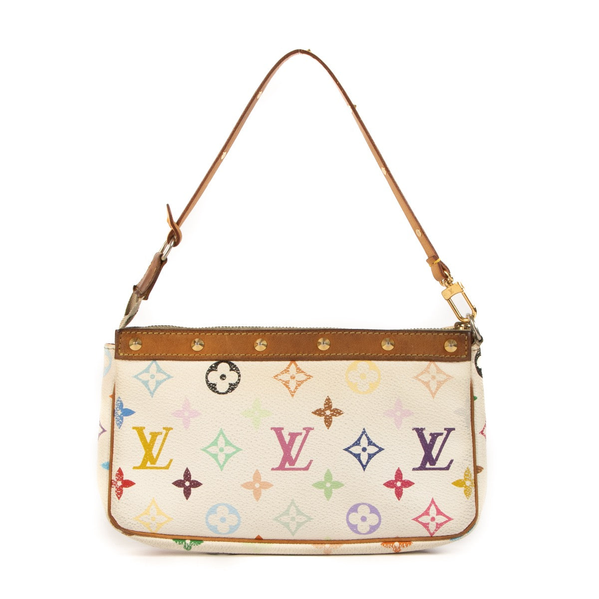 Shop safe online at Labellov in Antwerp, Brussels and Knokke this 100% authentic second hand Louis Vuitton x Takashi White Murakami Pochette Accessoires