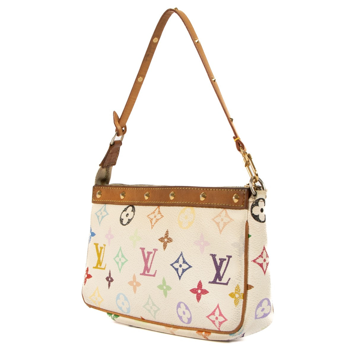 Shop safe online at Labellov in Antwerp, Brussels and Knokke this 100% authentic second hand Louis Vuitton x Takashi White Murakami Pochette Accessoires