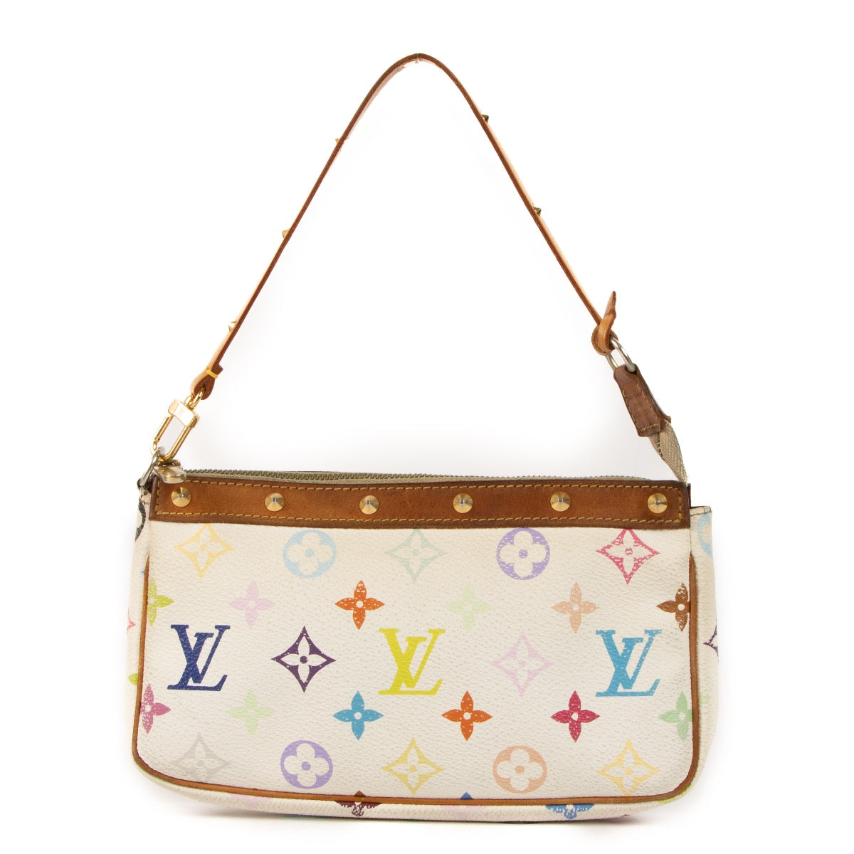Shop safe online at Labellov in Antwerp, Brussels and Knokke this 100% authentic second hand Louis Vuitton x Takashi White Murakami Pochette Accessoires