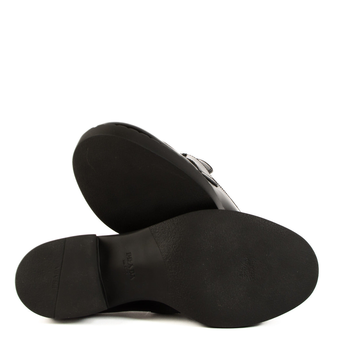 Prada Black Brushed Leather Loafers - size 37.5